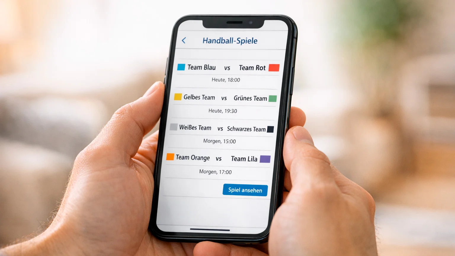 Person schaut Handball-Livestream auf dem Tablet