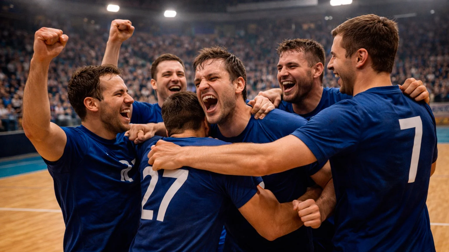 Handball-Mannschaft feiert Sieg auf dem Spielfeld